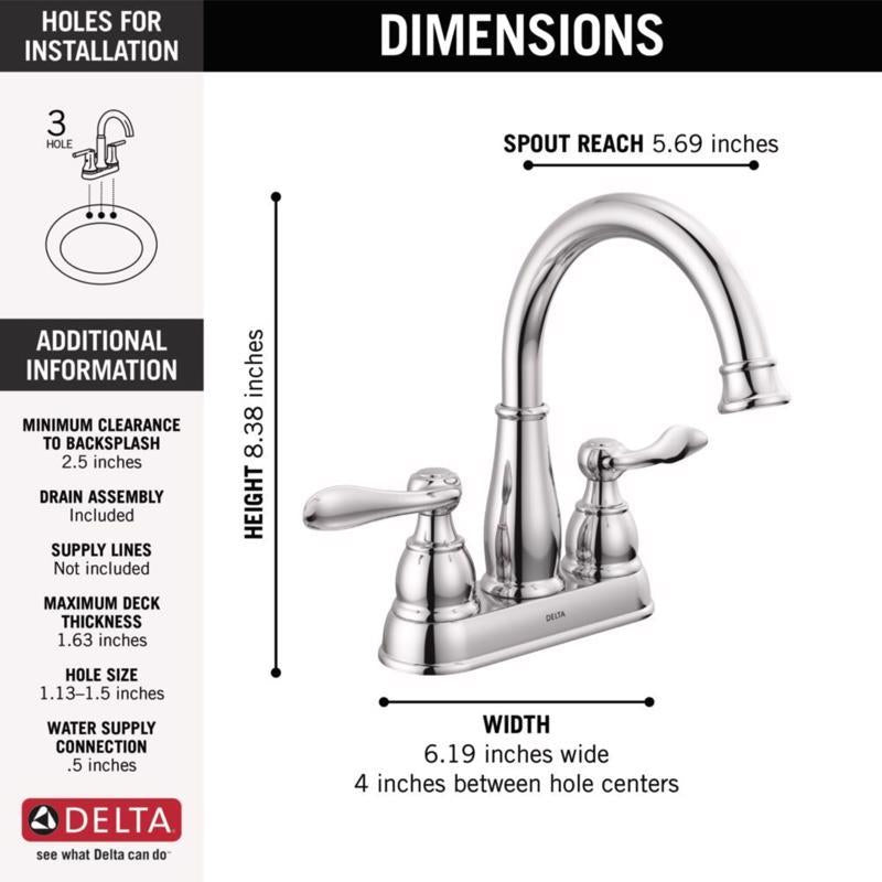 Delta Windemere Chrome Centerset Bathroom Sink Faucet 4 in.