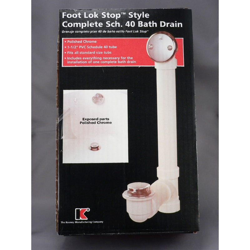 Keeney Foot Lok Stop 1-1/2 in. D Chrome PVC Bath Drain