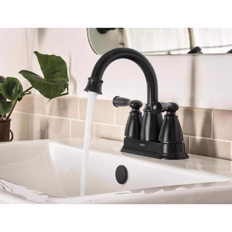 Moen Banbury Matte Black Centerset Bathroom Sink Faucet 4 in.