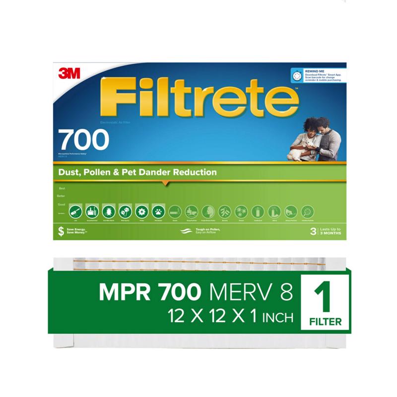 Filtrete 12 in. W X 12 in. H X 1 in. D Fiberglass 8 MERV Pleated Air Filter 1 pk