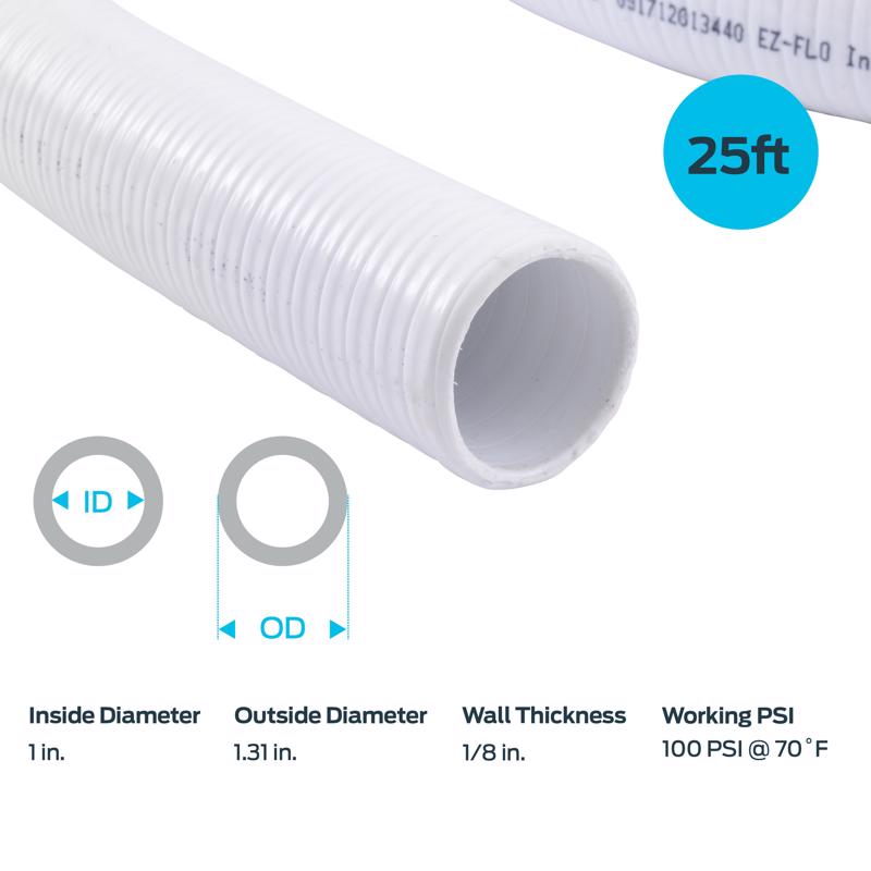 EZ FLO PVC Spa Hose 1 in. D X 25 ft. L