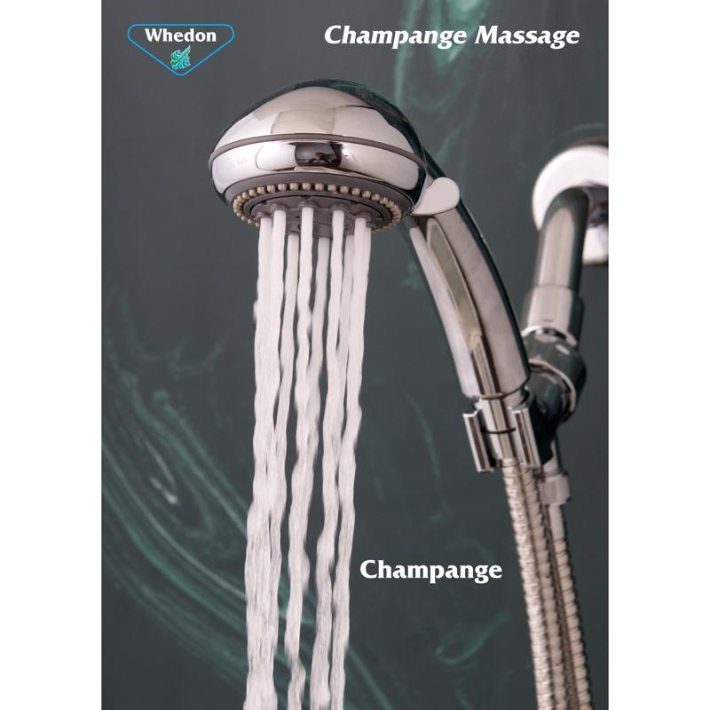 Whedon Champagne Massage Polished Chrome Plastic 5 settings Handheld Showerhead 2 gpm
