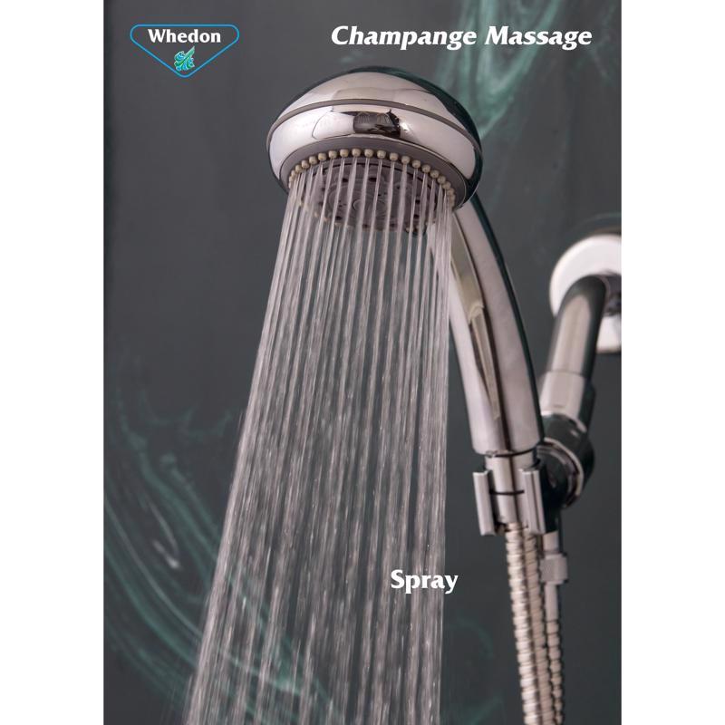 Whedon Champagne Massage Brushed Nickel Plastic 5 settings Handheld Showerhead 2 gpm