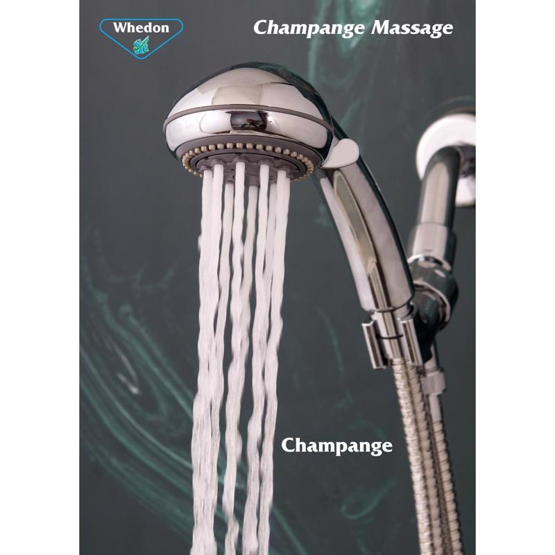 Whedon Champagne Massage Brushed Nickel Plastic 5 settings Handheld Showerhead 2 gpm