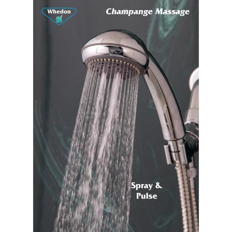 Whedon Champagne Massage Brushed Nickel Plastic 5 settings Handheld Showerhead 2 gpm