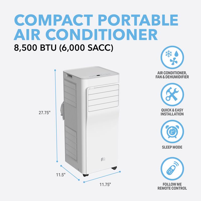 Perfect Aire 150 sq ft 3 speed 8500 (6000 SACC) BTU Portable Air Conditioner with Remote