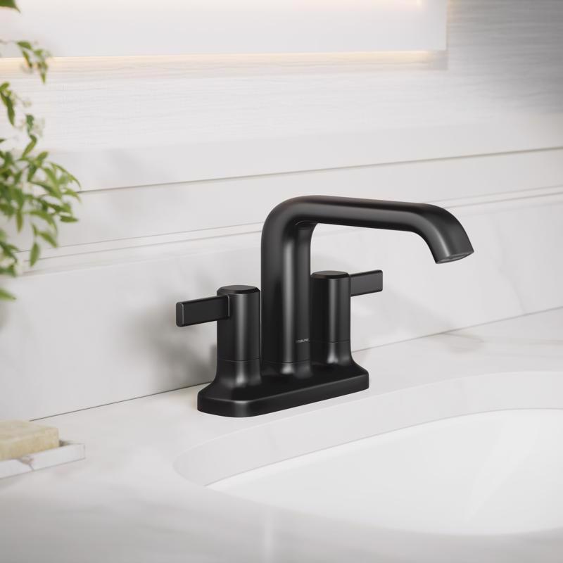 Sterling Agosti Matte Black Contemporary Centerset Bathroom Sink Faucet 4 in.