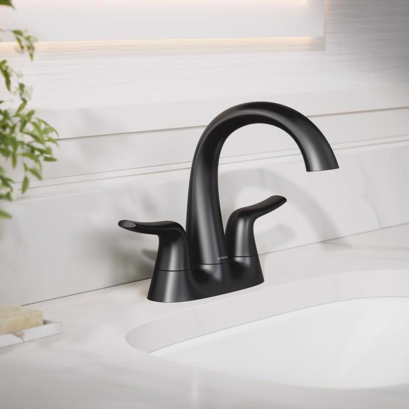 Sterling Endusk Matte Black Transitional Centerset Bathroom Sink Faucet 4 in.
