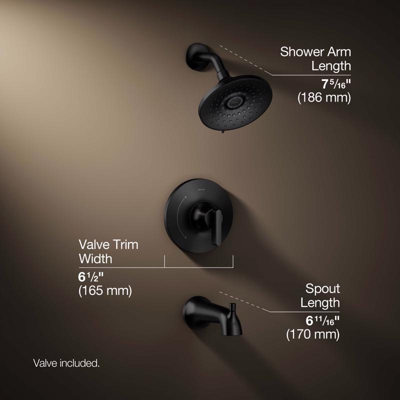Kohler Sivaro Matte Black Tub and Shower Faucet