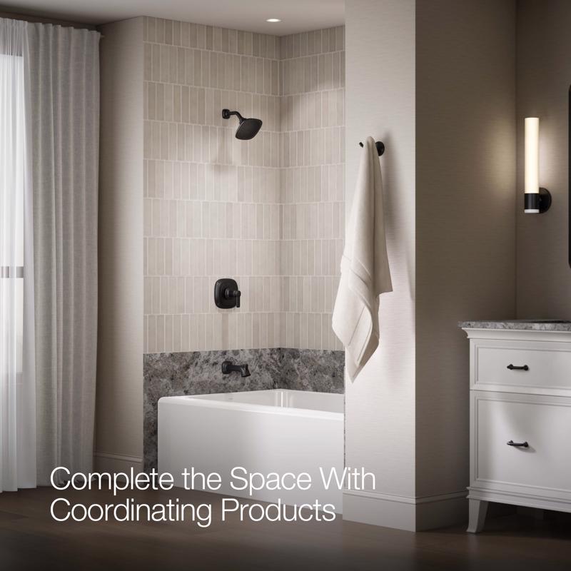 Kohler Envelu Matte Black Tub and Shower Faucet