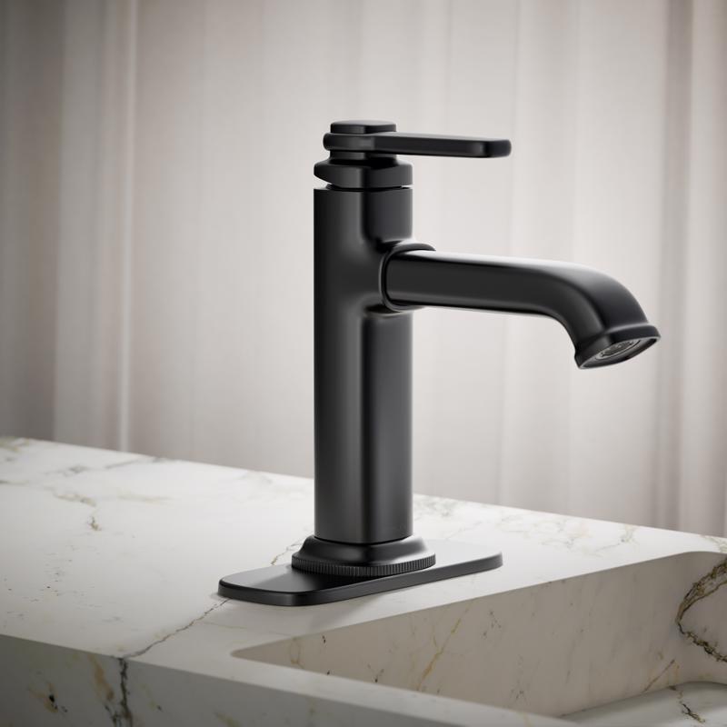 Kohler Envelu Matte Black Modern Single-Handle Bathroom Sink Faucet 4 in.