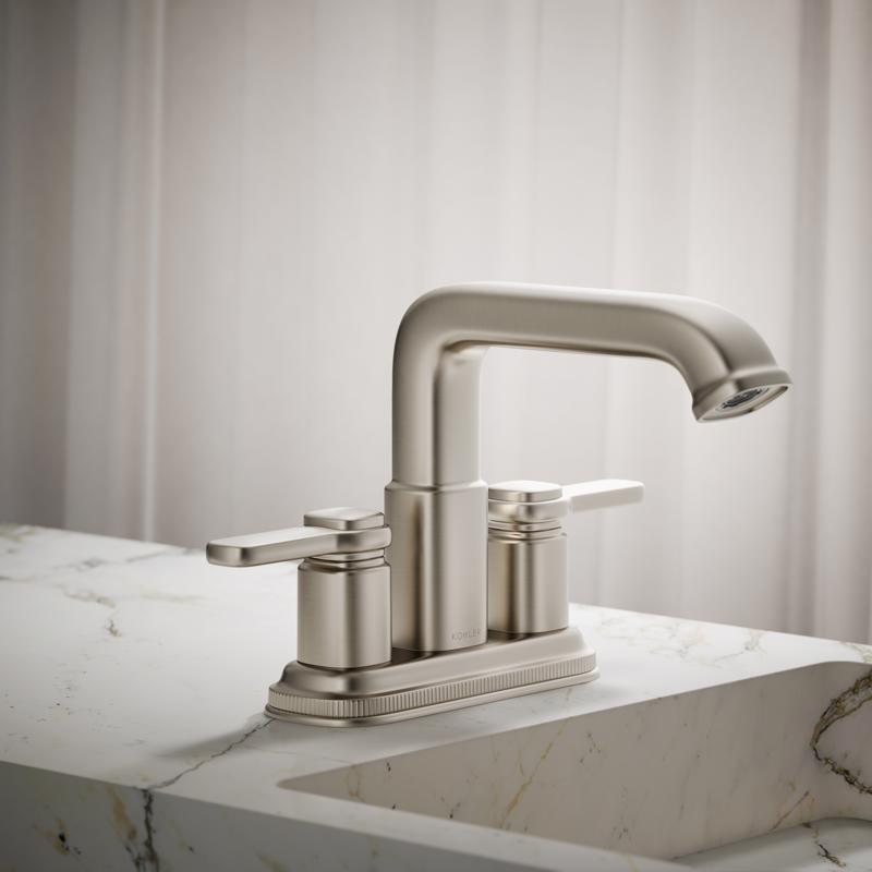 Kohler Envelu Brushed Nickel Modern Centerset Bathroom Sink Faucet 4 in.