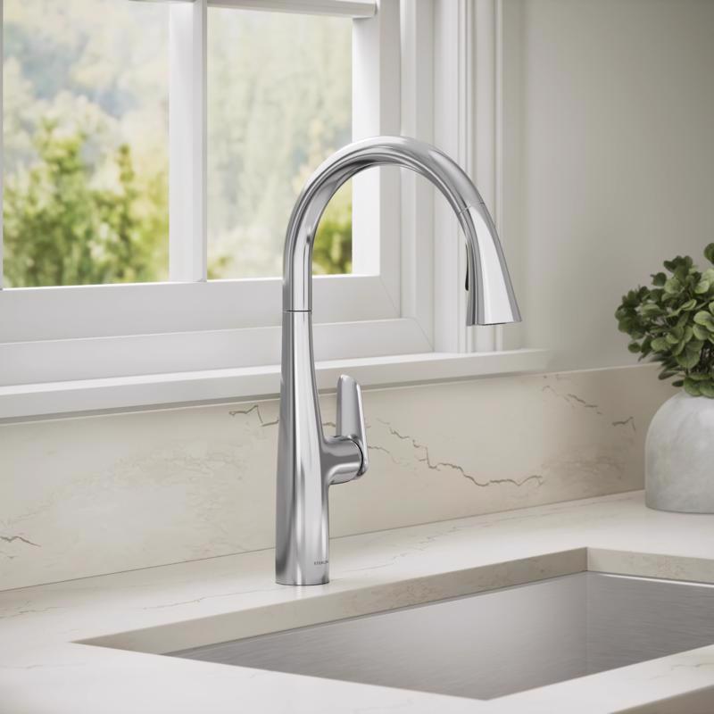 Sterling Fiume One Handle Polished Chrome Pull-Down Kitchen Faucet
