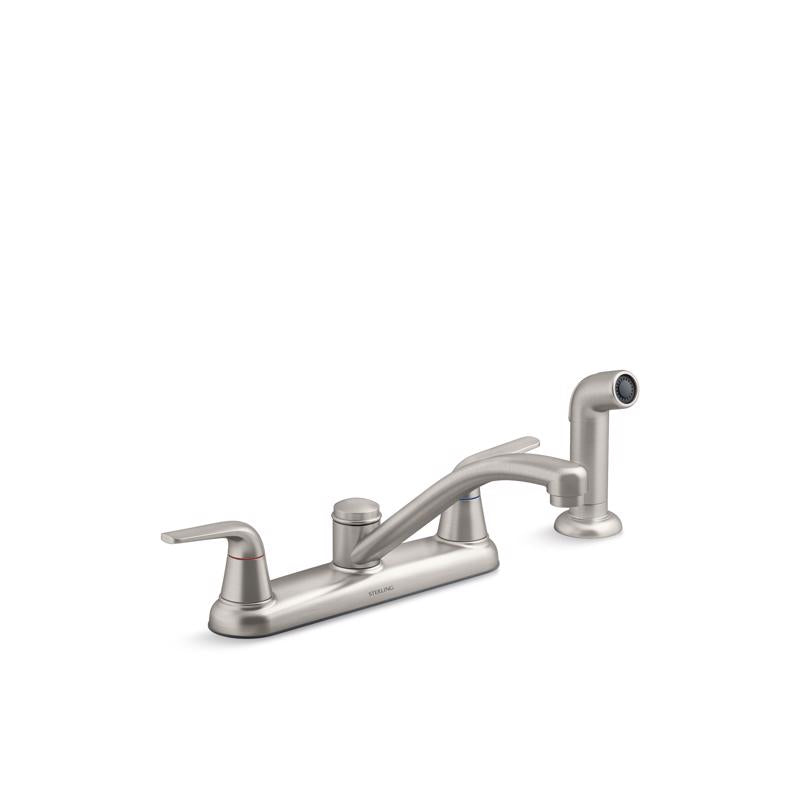 Sterling Passera Two Handle Stainless Steel Kitchen Faucet Side Sprayer Included