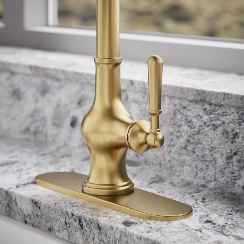 Kohler Treaty One Handle Vibrant Brushed Moderne Brass Pull-Down Kitchen Faucet