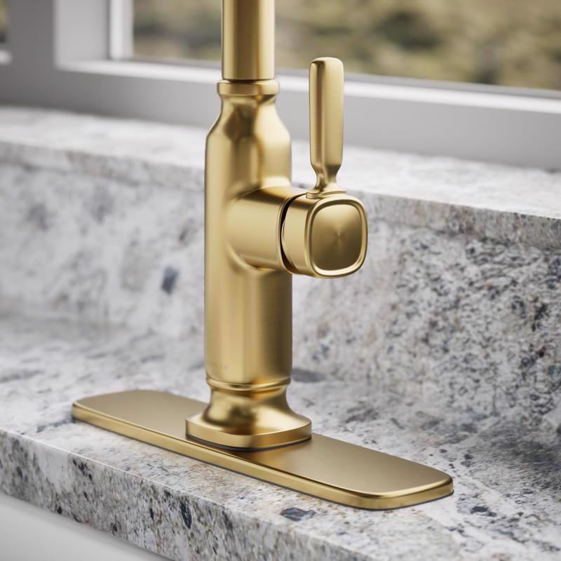 Kohler Ackley One Handle Vibrant Brushed Moderne Brass Pull-Down Kitchen Faucet