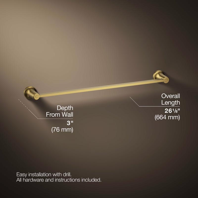 Kohler Sivaro Brushed Gold Towel Bar 24 in. L Metal