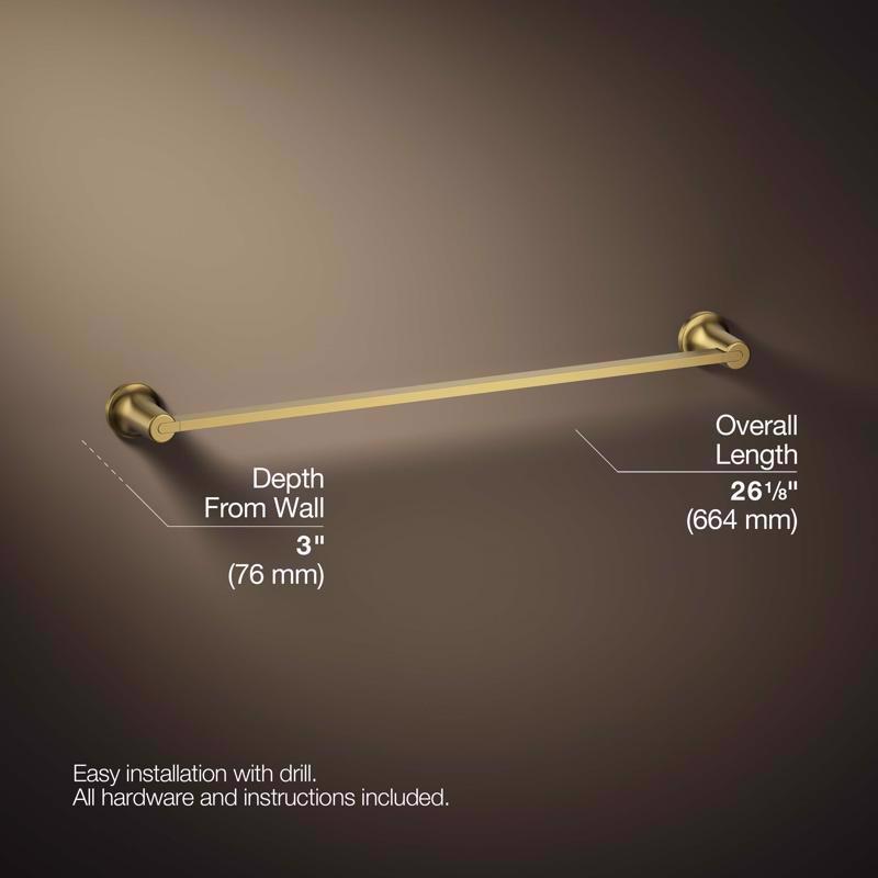 Kohler Sivaro Brushed Gold Towel Bar 24 in. L Metal