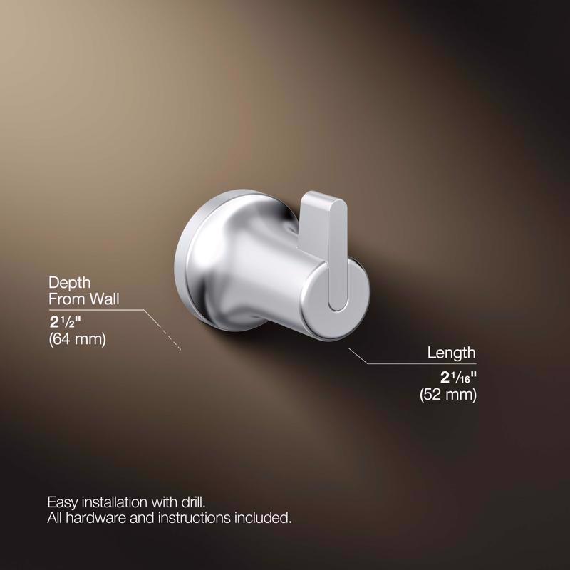 Kohler Sivaro 2.42 in. H X 2.08 in. W X 2.5 in. L Polished Chrome Silver Robe Hook