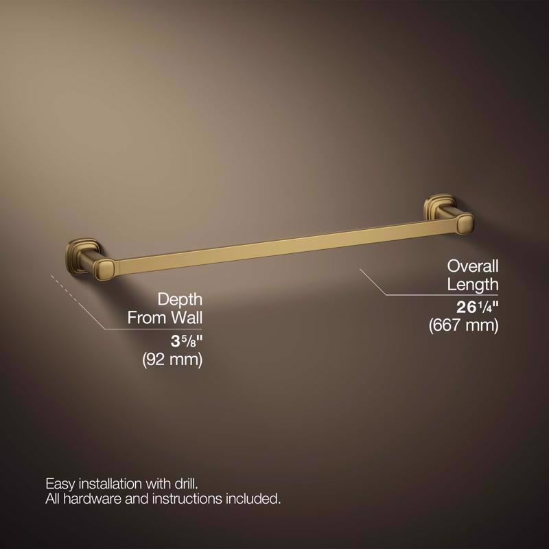 Kohler Envelu Brushed Gold Towel Bar 24 in. L Metal