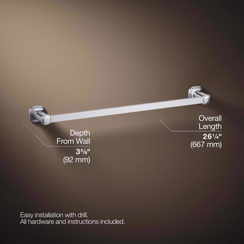 Kohler Envelu Chrome Silver Towel Bar 24 in. L Metal