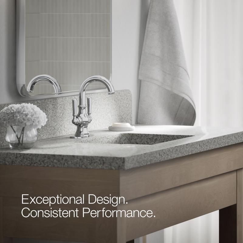 Kohler Facile Polished Chrome Traditional Centerset Bathroom Sink Faucet 4 in.