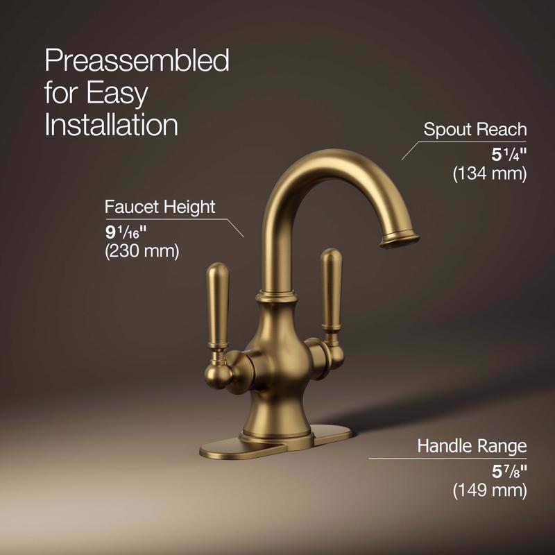 Kohler Facile Brass Traditional Centerset Bathroom Sink Faucet 4 in.