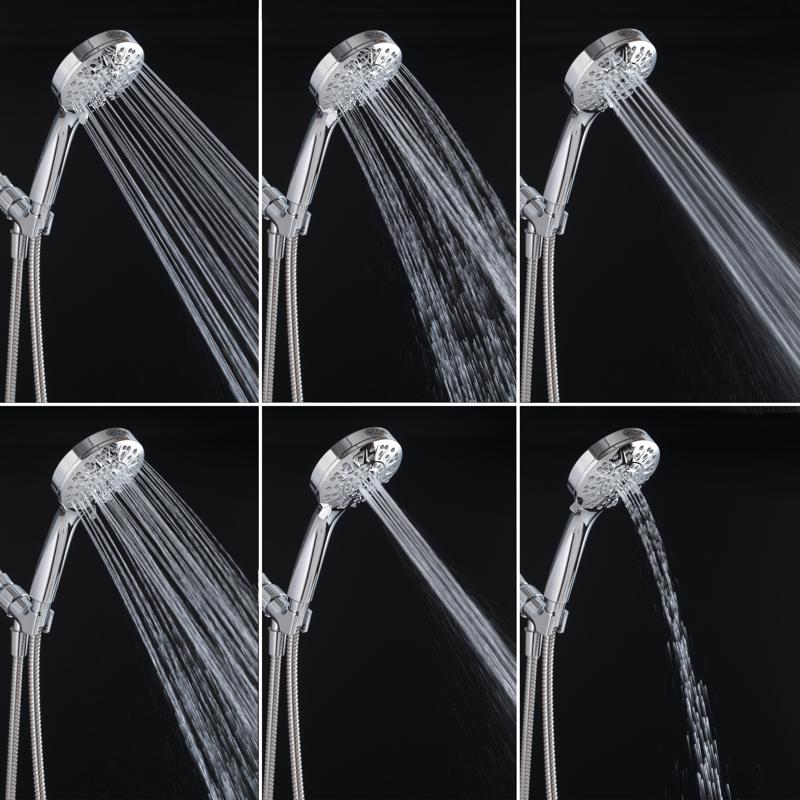 Oakbrook Collection Brushed Chrome ABS Plastic 6 settings Handheld Showerhead 1.8 gpm