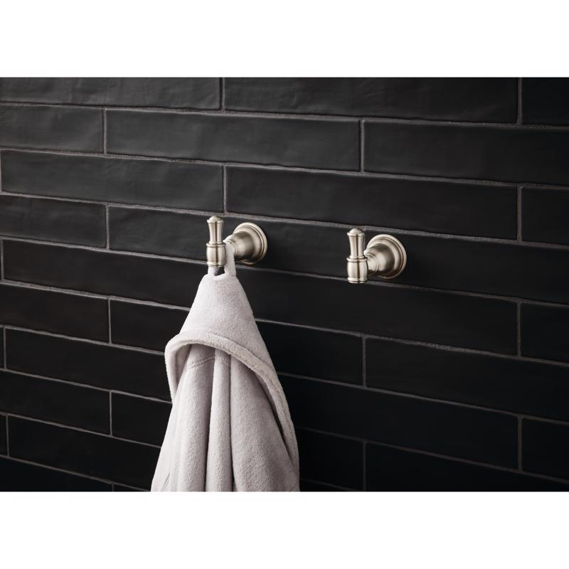 OakBrook Collection Brushed Nickel Silver Double Robe Hook