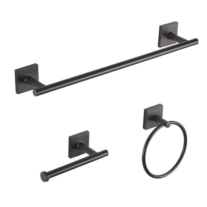 OakBrook Matte Black Black Zinc Bath Accessory Set