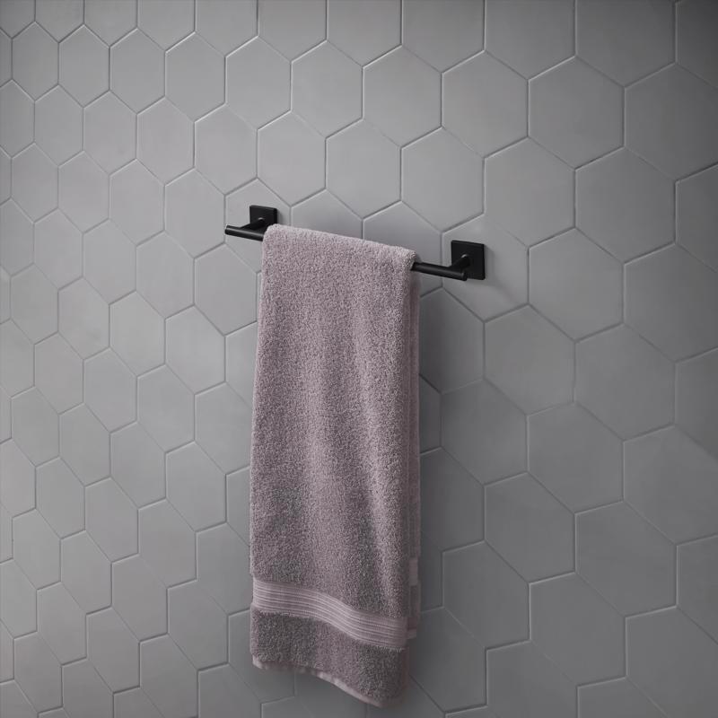 OakBrook Collection Matte Black Towel Bar 18 in. L Die Cast Zinc