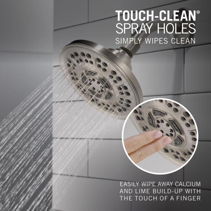 Delta Brushed Nickel ABS Plastic 6 settings Showerhead 1.75 gpm