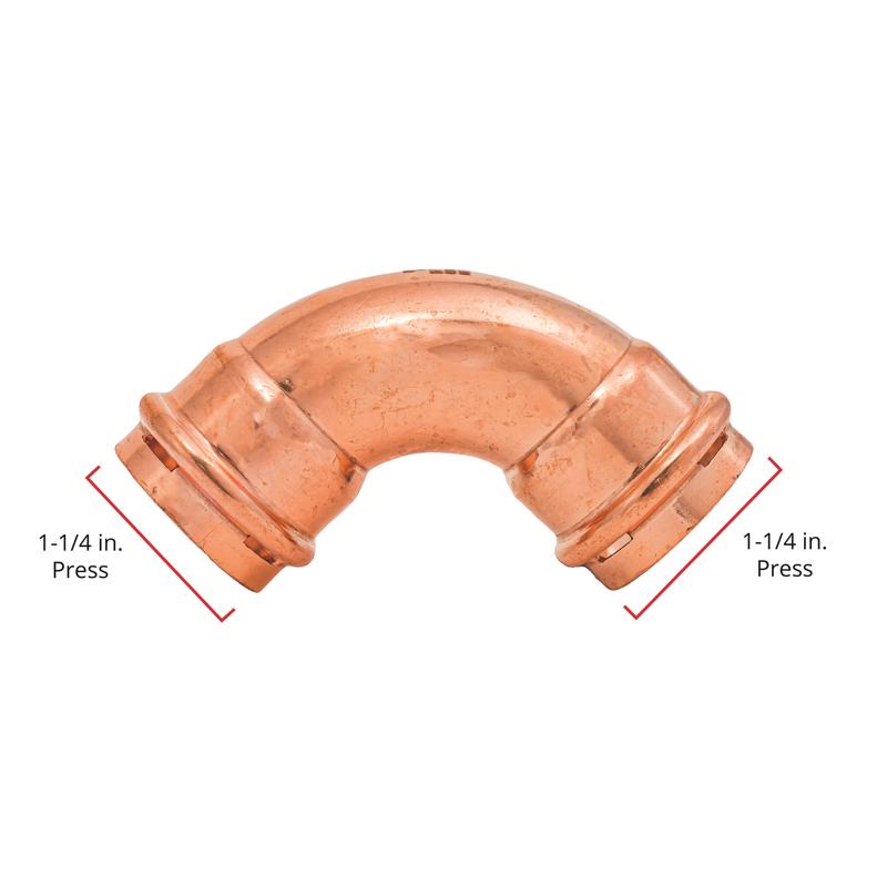 QuickFitting 1-1/4 in. Press in. Press in. Copper 90 Degree Elbow