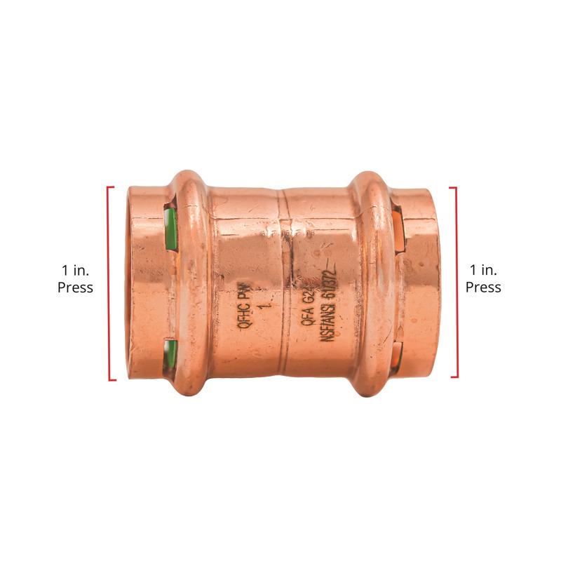 QuickFitting 1 in. Press in. Press in. Copper Coupling with Stop