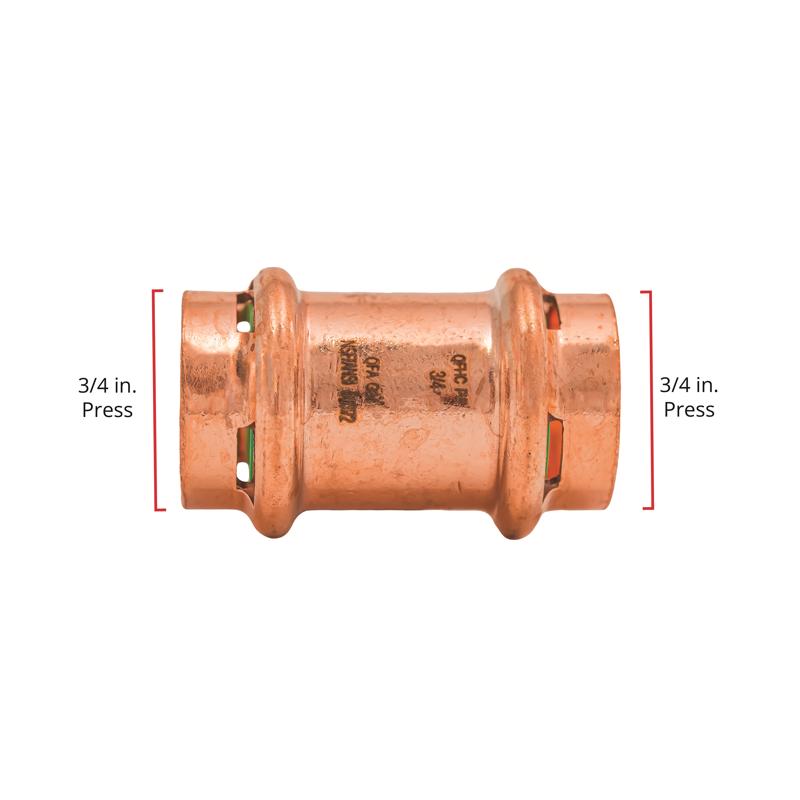 QuickFitting 3/4 in. Press in. Press in. Copper Coupling without Stop