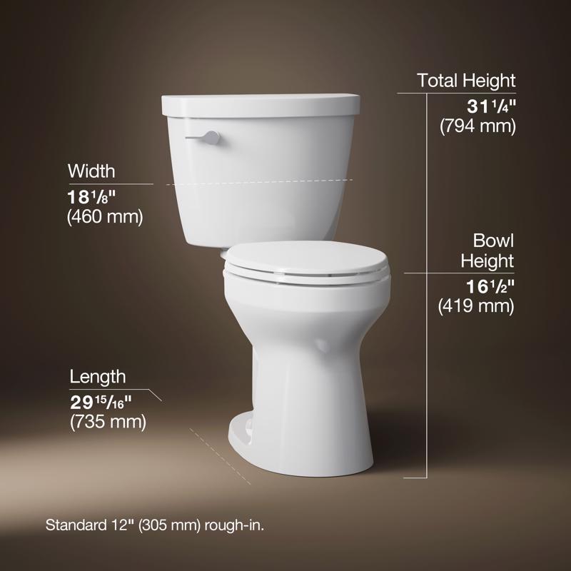 Kohler Cimarron ADA Compliant 1.28 gal White Elongated Complete Toilet