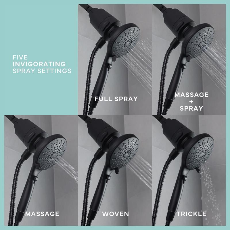 Danco Seventy Matte Black 5 settings Handheld Showerhead 1.8 gpm