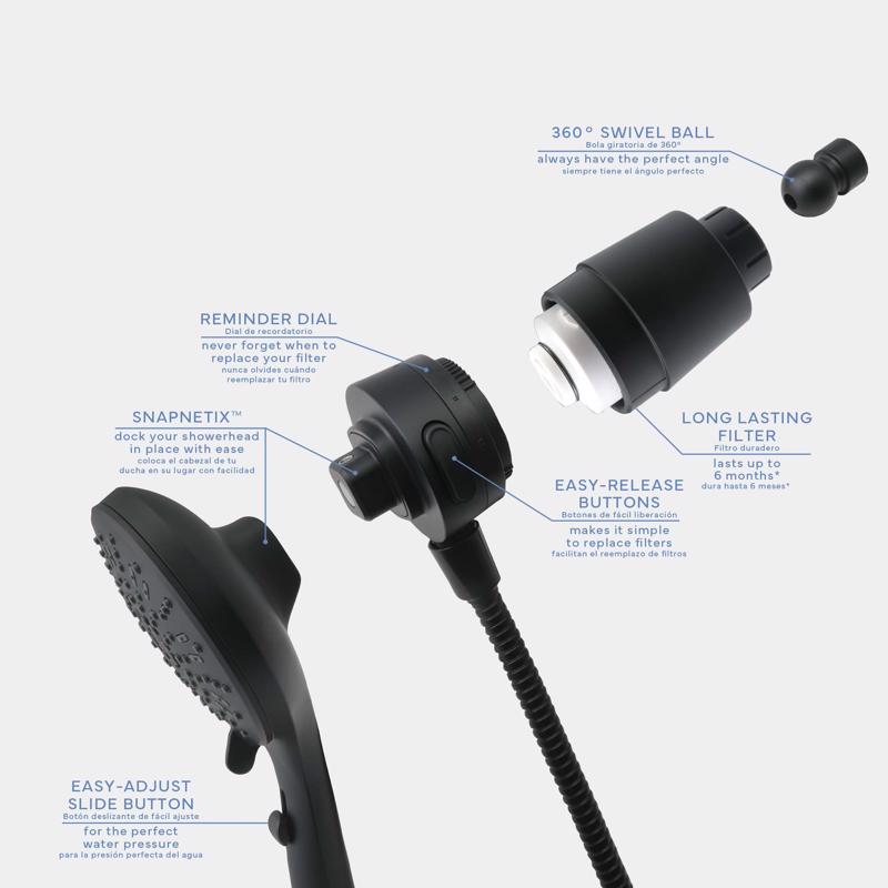 Danco Seventy Matte Black 5 settings Handheld Showerhead 1.8 gpm