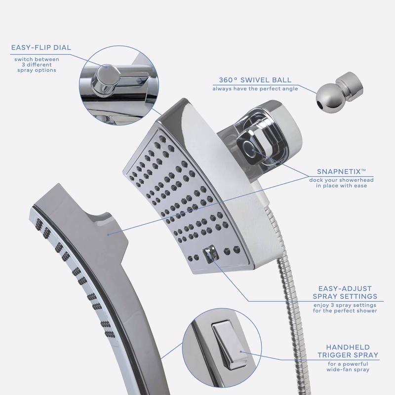 Danco Seventy Chrome 3 settings Showerhead Combo 1.8 gpm