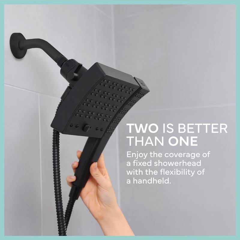 Danco Seventy Matte Black 3 settings Showerhead Combo 1.8 gpm