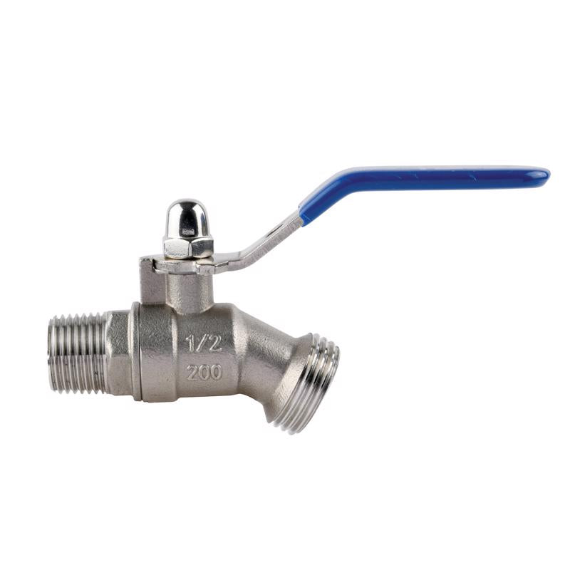 Homewerks Worldwide 1/2 in. MIP in. X 3/4 in. Garden Hose Thread Stainless Steel Bent Nose Hose Bibb