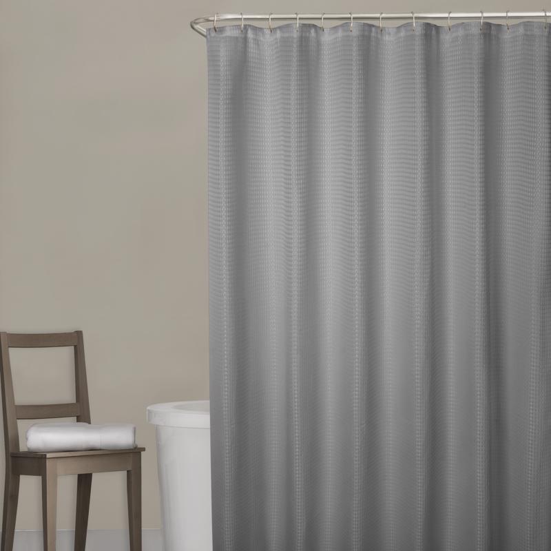 Zenna Home 72 in. H X 70 in. W Grey Spa Waffle Shower Curtain Fabric
