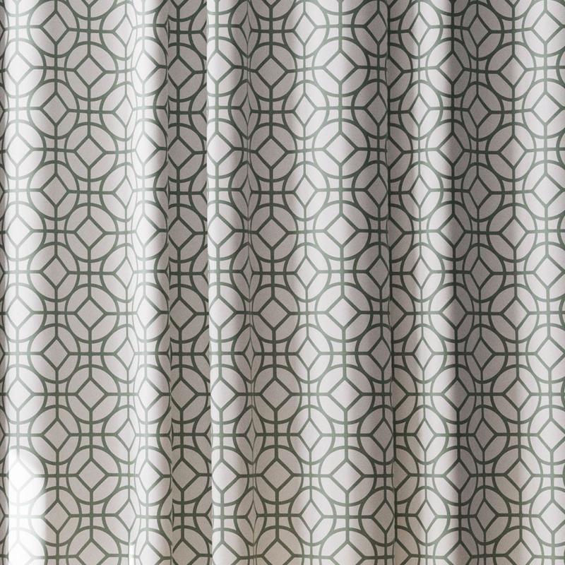 Zenna Home 72 in. H X 70 in. W Green Geometric Shower Curtain Fabric