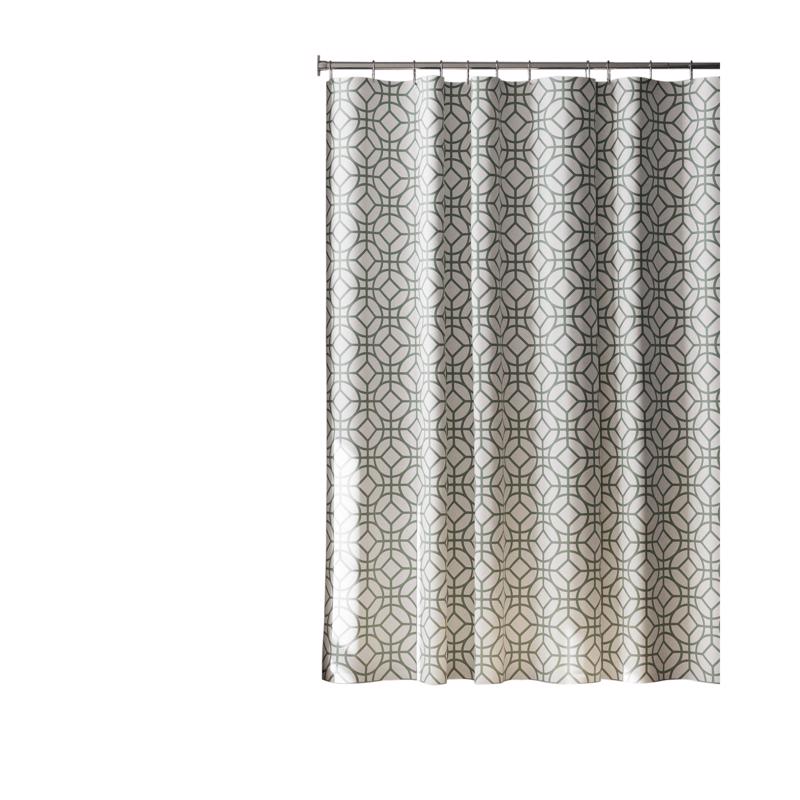 Zenna Home 72 in. H X 70 in. W Green Geometric Shower Curtain Fabric