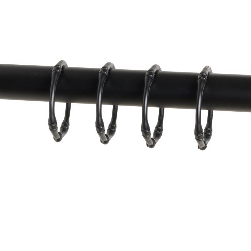 Zenna Home Matte Black Metal Shower Curtain Rings 12 pk