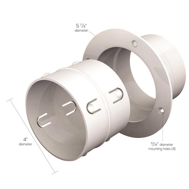 Deflect-O EZ Dock 4 in. D White Plastic Dryer Clean Out Connector