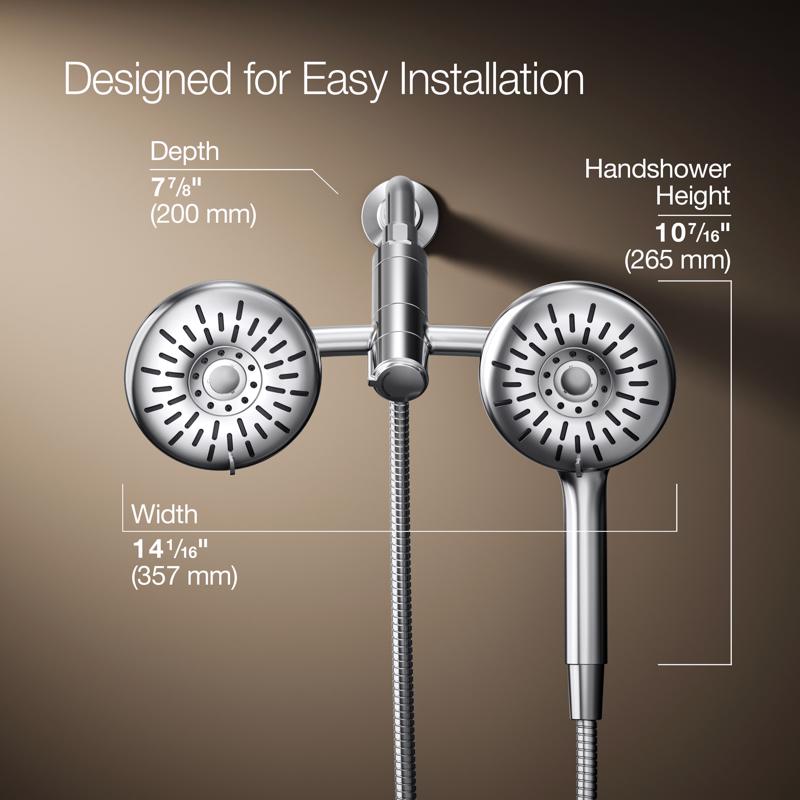 Kohler Bellerose Polished Chrome Plastic 3 settings Showerhead Combo 1.75 gpm