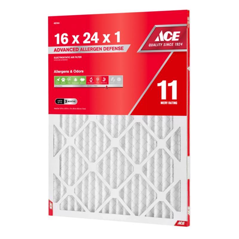 Ace 16 in. W X 24 in. H X 1 in. Polypropylene 11 MERV Pleated Air Filter 1 pk