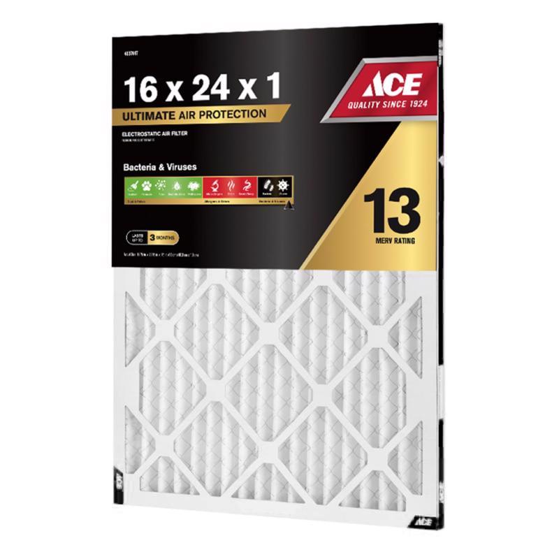 Ace 16 in. W X 24 in. H X 1 in. Polypropylene 13 MERV Pleated Air Filter 1 pk