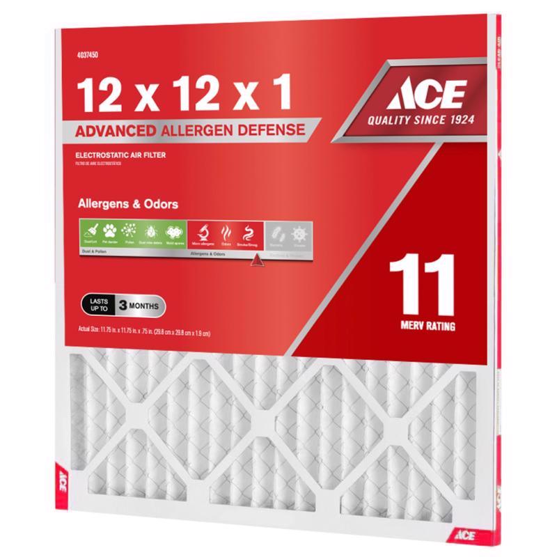 Ace 12 in. W X 12 in. H X 1 in. Polypropylene 11 MERV Pleated Air Filter 1 pk